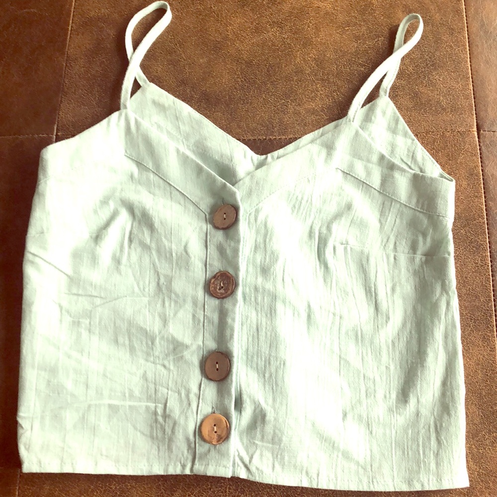NEVER WORN!! mint green button up cami
